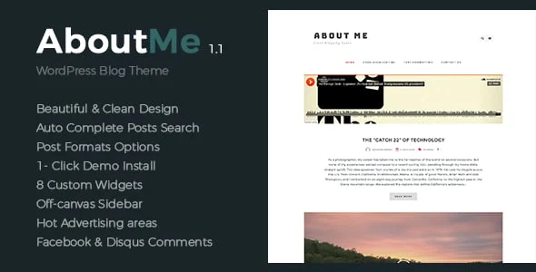 About-Me | Minimal & Clean WordPress Theme — homepage layout