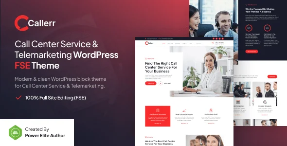 Callerr – Call Center Service & Telemarketing Gutenverse FSE WordPress Block Theme — homepage layout