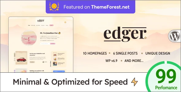 Edger - Modern & Lightweight Blog for WordPress — homepage layout