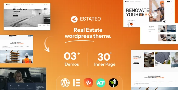 Estateo | Real Estate WordPress Theme — homepage layout