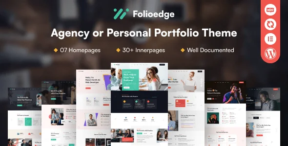 Folioedge - Personal Portfolio WordPress Theme — homepage layout
