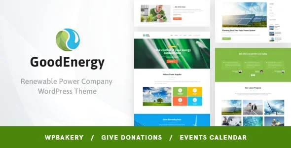 Good Energy - Ecology & Renewable Energy WordPress Theme — homepage layout