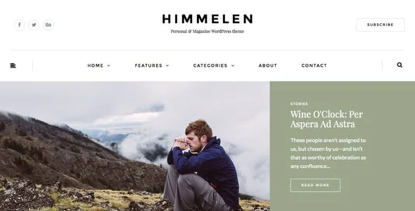 Himmelen - Personal Minimal WordPress Blog Theme — interior page design