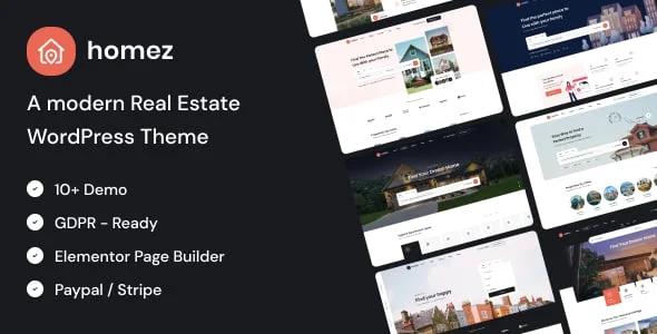 Homez – Real Estate WordPress Theme — homepage layout