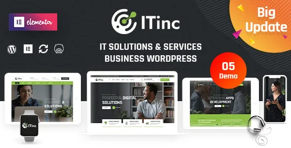 ITInc - Technology & IT Solutions WordPress Theme — homepage layout