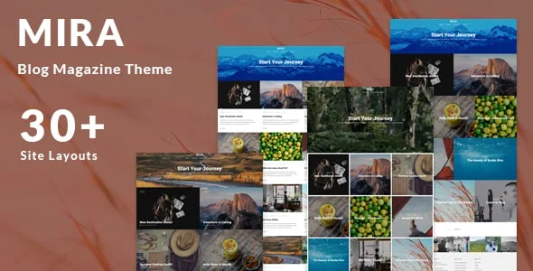 Mira - Photo Travel Blog WordPress Theme — homepage layout