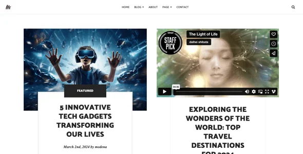 Modena Elegant Blog WordPress Theme — single post layout