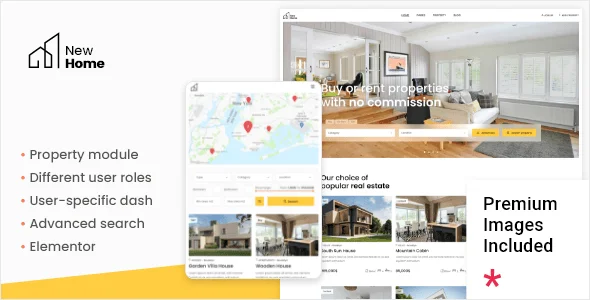 NewHome - Real Estate WordPress Theme — homepage layout