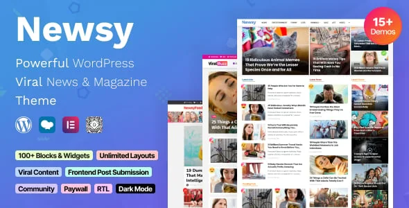 Newsy - Viral News & Magazine WordPress Theme — homepage layout