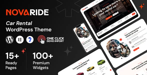 Novaride - Car Rental WordPress Theme — homepage layout