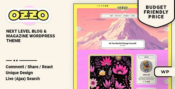 Ozzo - Personal Blog & Magazine WordPress Theme — homepage layout