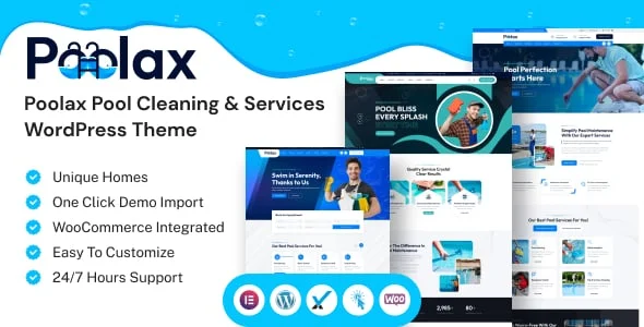 Poolax – Pool Cleaning & Services WordPress Theme — homepage layout