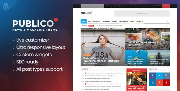 Publico - Modern Magazine WordPress Theme — homepage layout