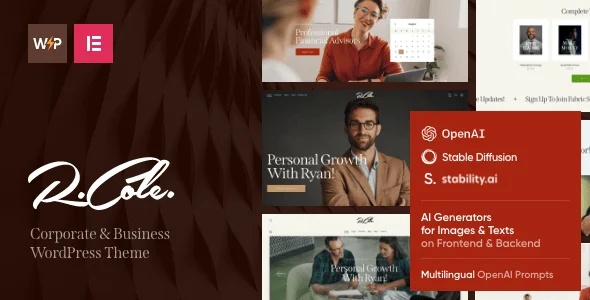 R.Cole | Life Coach & Business Coach WordPress Theme — homepage layout
