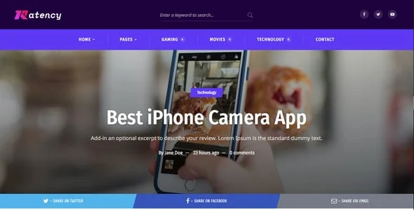 Ratency - Review & Magazine WordPress Theme — single post layout