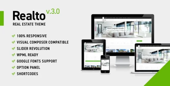 Realto - WordPress Theme for Real Estate Companies — homepage layout