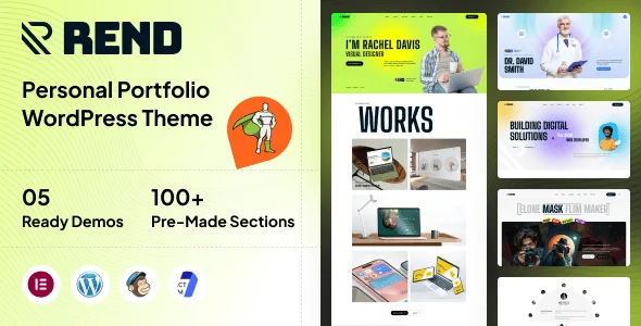 Rend – Personal Portfolio WordPress Theme — homepage layout
