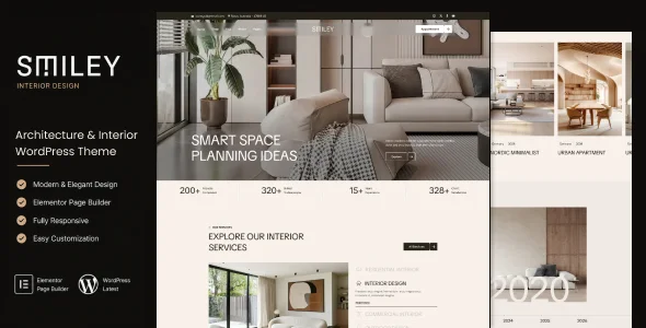 Smiley - Architecture & Interior WordPress Theme — homepage layout