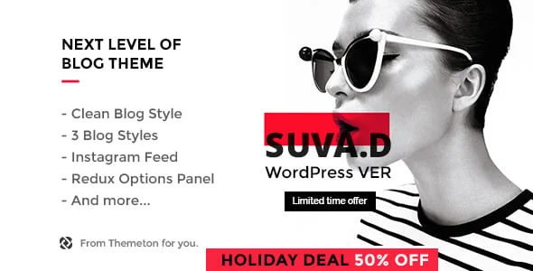 SUVAD - Personal Blog WP Theme — homepage layout