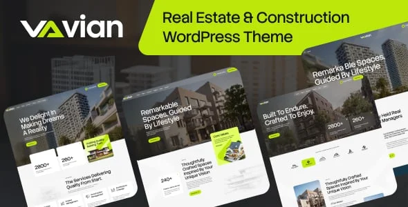 Vian - Real Estate & Construction WordPress Theme — homepage layout