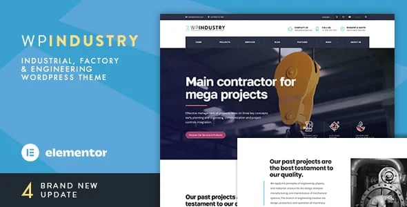 WP Industry - Industrial WordPress Theme — homepage layout