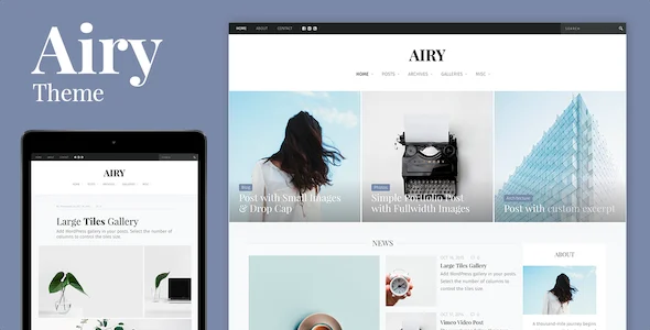 Airy - Flexible Blog & Magazine WordPress Theme WordPress theme homepage layout for a carousel magazine website