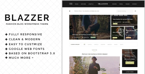 Blazzer - Personal/Fashion Blog WordPress Theme WordPress theme homepage layout for a artist magazine website