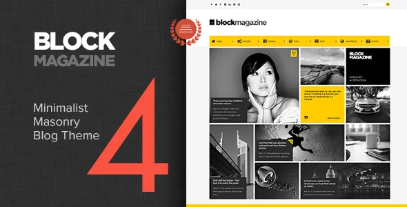 Block Magazine - Flat and Minimalist Blog WordPress Theme WordPress theme homepage layout for a blog magazine website