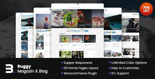 Buggy - Magazine & Blog WordPress Themes WordPress theme homepage layout for a affiliate magazine website