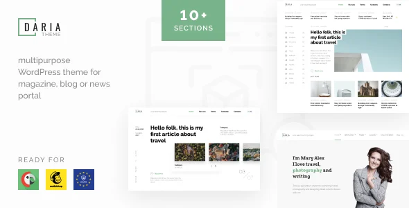 Daria - Blog & News WordPress Theme WordPress theme homepage layout for a adventure magazine website