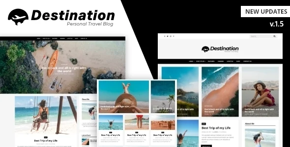 Destination - Travel Blog WordPress Theme WordPress theme homepage layout for a blog magazine website