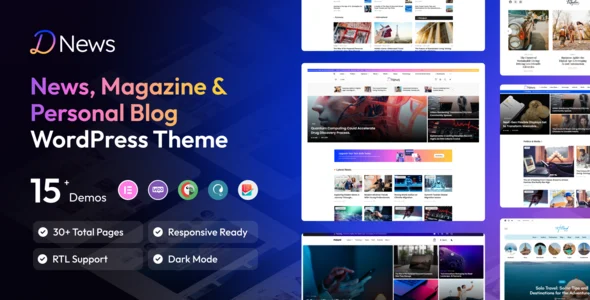 Dnews - News Magazine & Newspaper WordPress Theme WordPress theme homepage layout for a article magazine website
