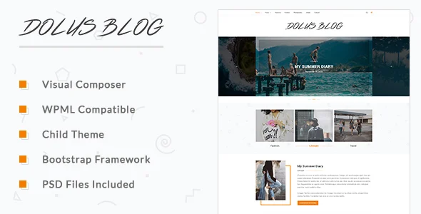 Dolus - Blog WordPress Theme WordPress theme homepage layout for a blog magazine website