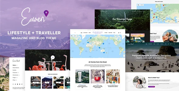 Eaven - Lifestyle & Traveller Magazine and Blog theme WordPress theme homepage layout for a blog magazine website