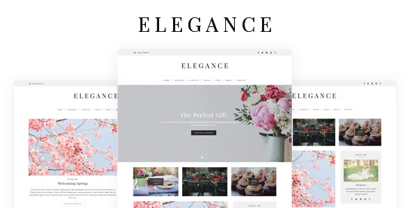 Elegance - WordPress Blog Theme WordPress theme homepage layout for a blog magazine website