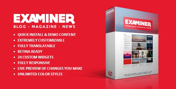 Examiner Magazine Theme WordPress theme homepage layout for a blog magazine website