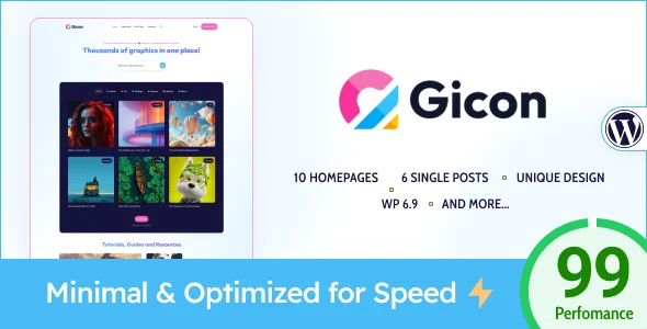 Gicon - Modern & Lightweight Blog for WordPress WordPress theme homepage layout for a ai magazine website