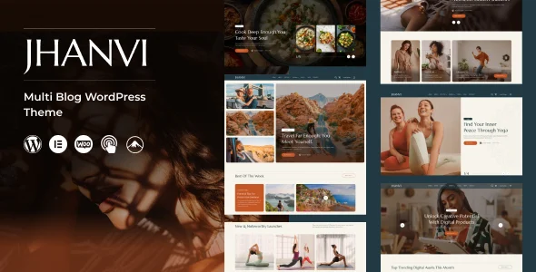 Jhanvi - Blog WordPress Theme WordPress theme homepage layout for a blog magazine website