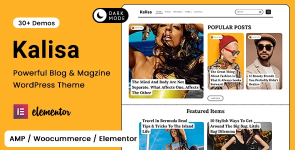 Kalisa | Blog & Magazine WordPress Theme WordPress theme homepage layout for a amp magazine website