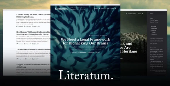 Literatum - Just Write WordPress theme homepage layout for a ajax magazine website