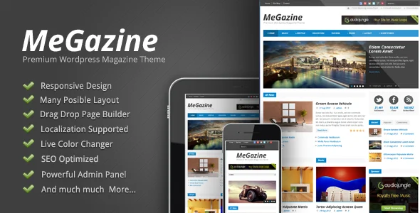 Megazine - Responsive WordPress Theme WordPress theme homepage layout for a blog magazine website