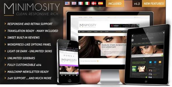 Minimosity - Magazine, Reviews and News WP Theme WordPress theme homepage layout for a blog magazine website