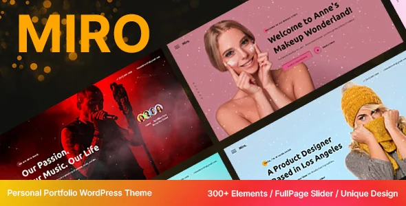 Miro - Personal Portfolio WordPress Theme WordPress theme homepage layout for a creative resume magazine website