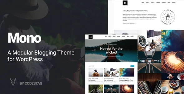 Mono - A Modular Blogging Theme for WordPress WordPress theme homepage layout for a blog magazine website