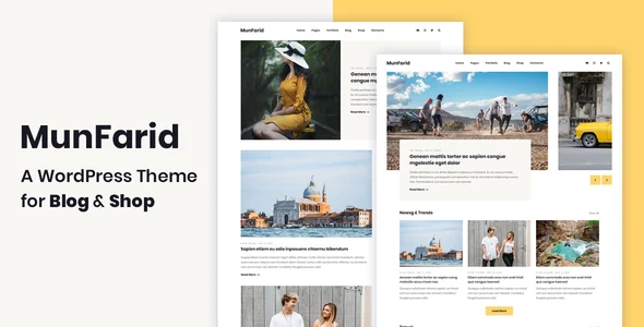 Munfarid - A WordPress Theme For Blog & Shop WordPress theme homepage layout for a blog magazine website
