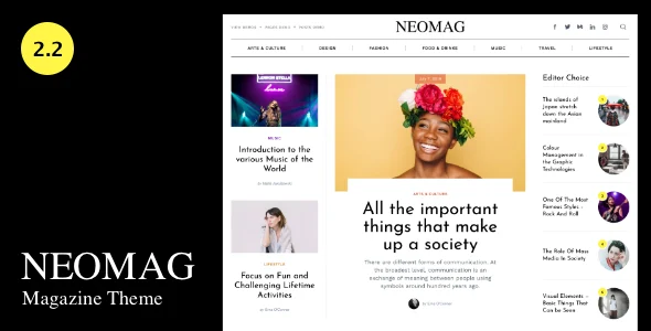 NeoMag - News and Magazine WordPress Theme WordPress theme homepage layout for a blog magazine website