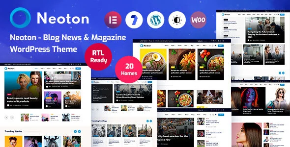 Neoton - News Magazine WordPress Theme WordPress theme homepage layout for a blog magazine website