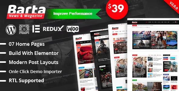 Barta - News & Magazine WordPress Theme — homepage layout