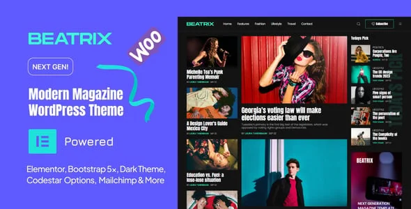Beatrix - Modern Magazine WordPress Theme — homepage layout