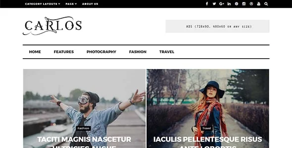 Carlos - WordPress Magazine and Blog Theme — homepage layout